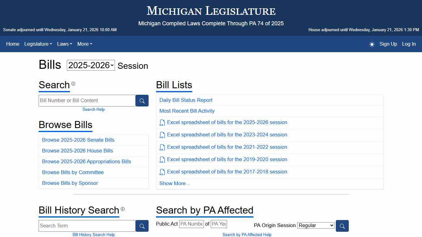 Bills - Michigan Legislature